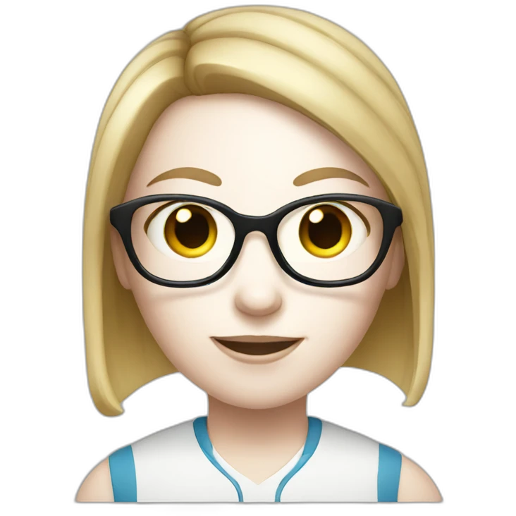 White girl with eyeglasses playing tennis emoji