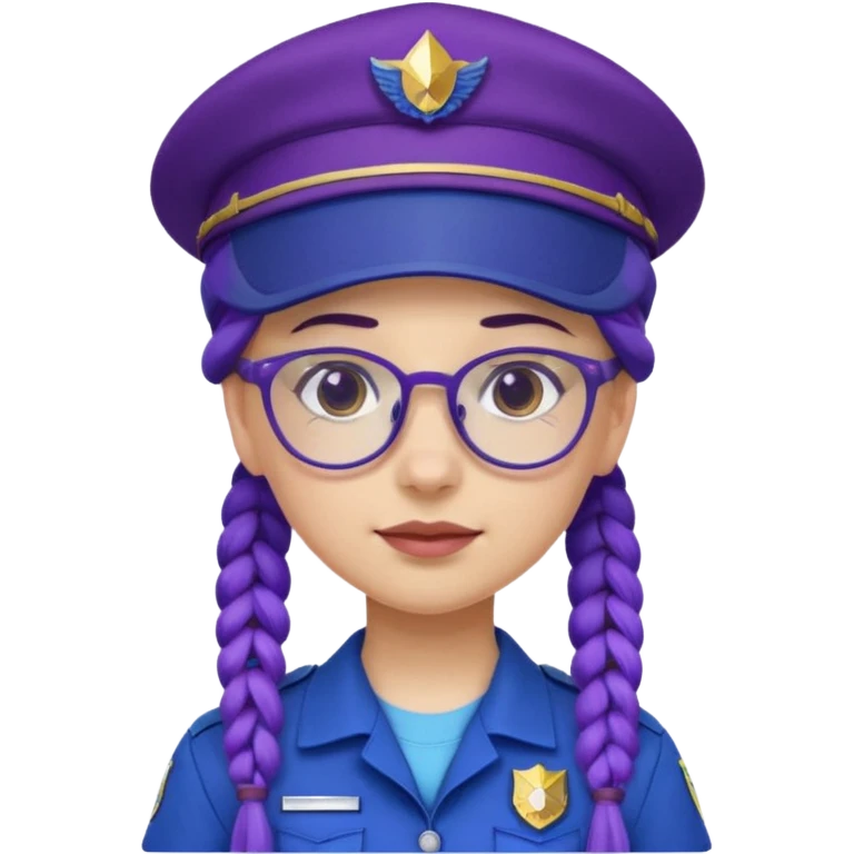 blue uniform wearing scout kid with purple braids and glassess with blue scout hat emoji