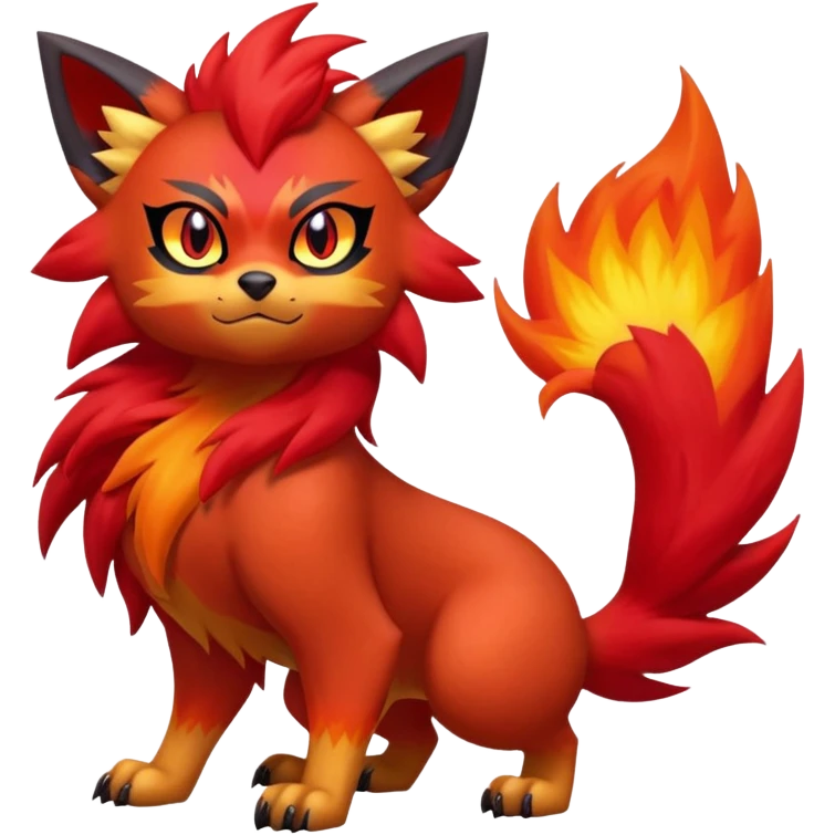 Zorua-Pyroar-Litten-Fakémon-hybrid-creature (full body)  emoji