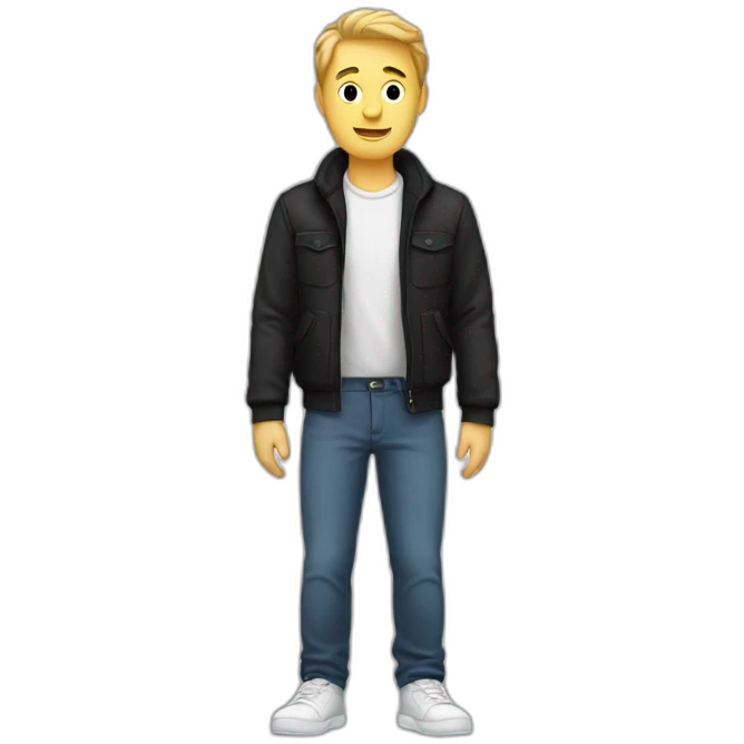 white guy standing, black shoes emoji