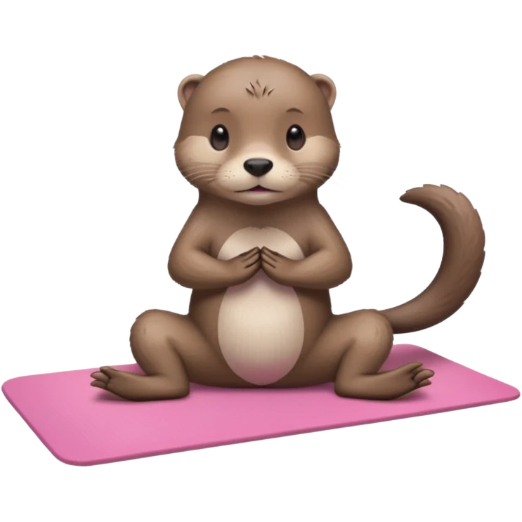 Otter doing pilates on a pink yoga mat on an island  emoji