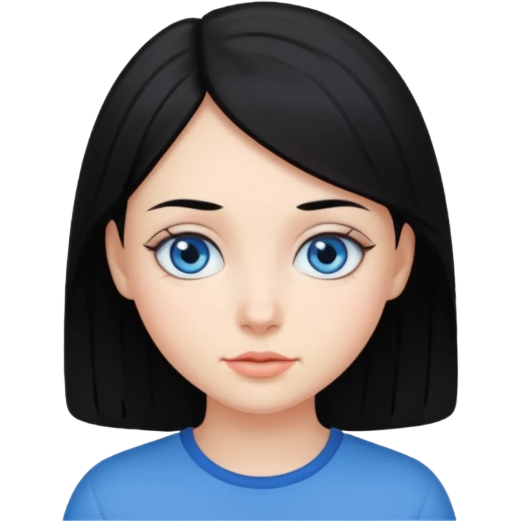 Chica de pelo negro y color de piel blanca con ojos azules emoji