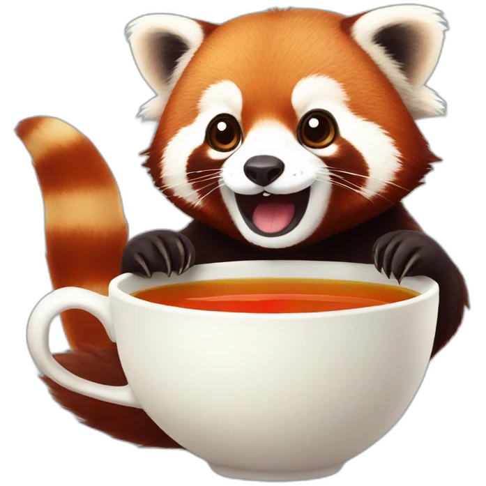 red panda with tea emoji