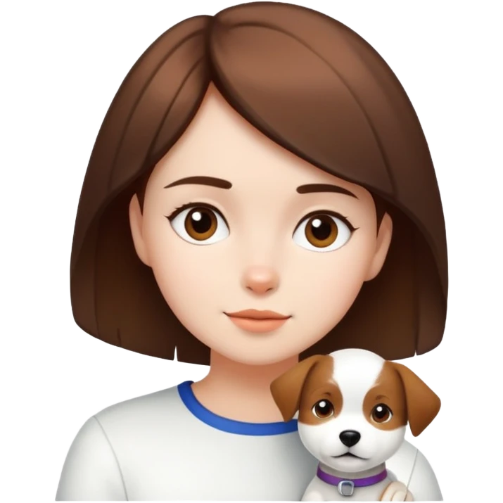 White dog with a girl with short brown hair  emoji