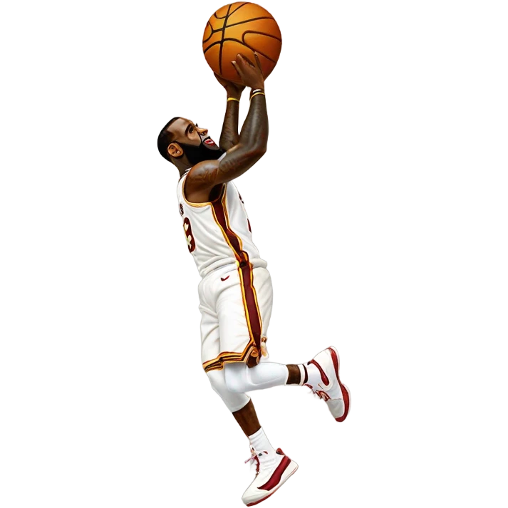 LeBron James dunking a basketball with a giant brown chunk in his back pocket emoji