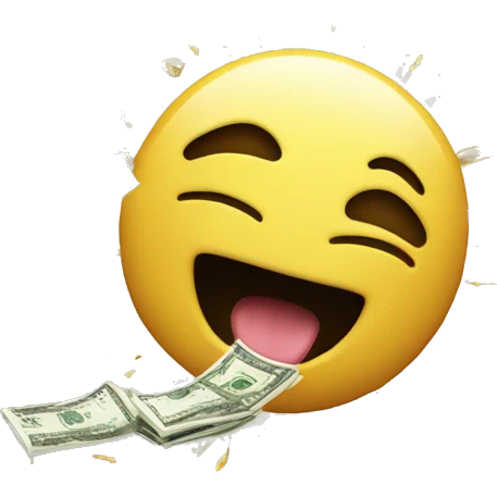 crazy smiling face with head exploding and flying money emoji