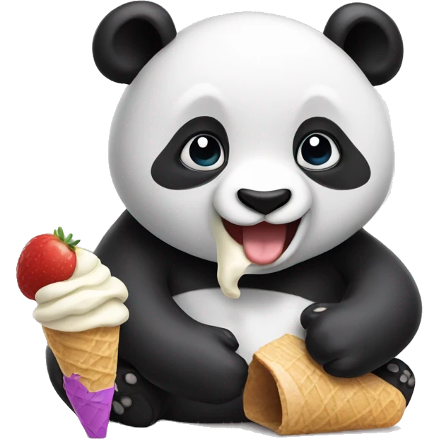 Panda eating ice cream emoji