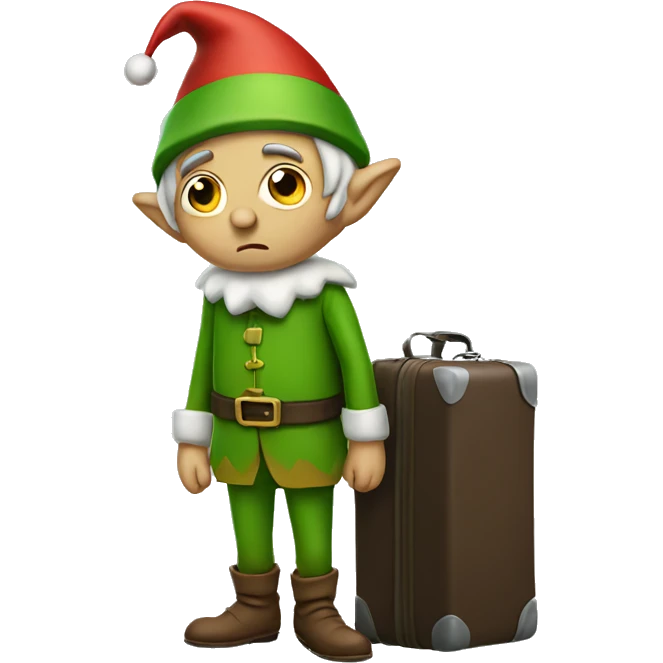 Sad Elf with suitcase emoji