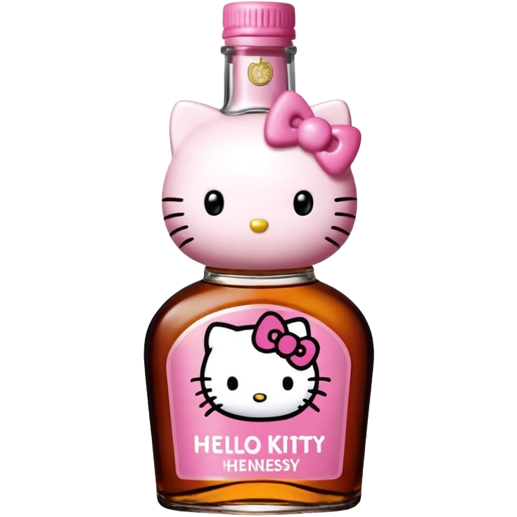 hello kitty on hennessy bottle label emoji