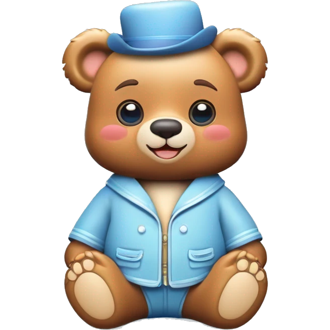 Cute bear with a light blue coquette blue outfit  emoji