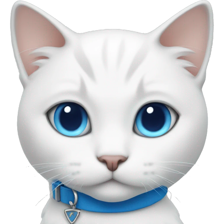 White cat with blue and white collar emoji