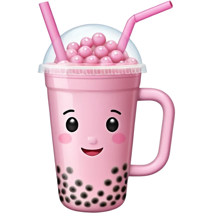 Pink mug with bubble tea emoji