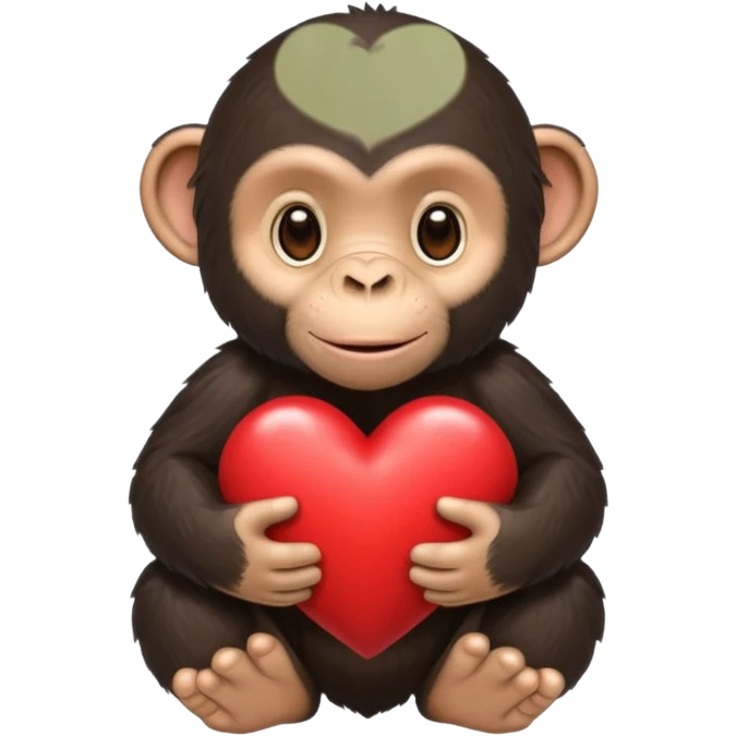 un chimpanze con un corazon emoji