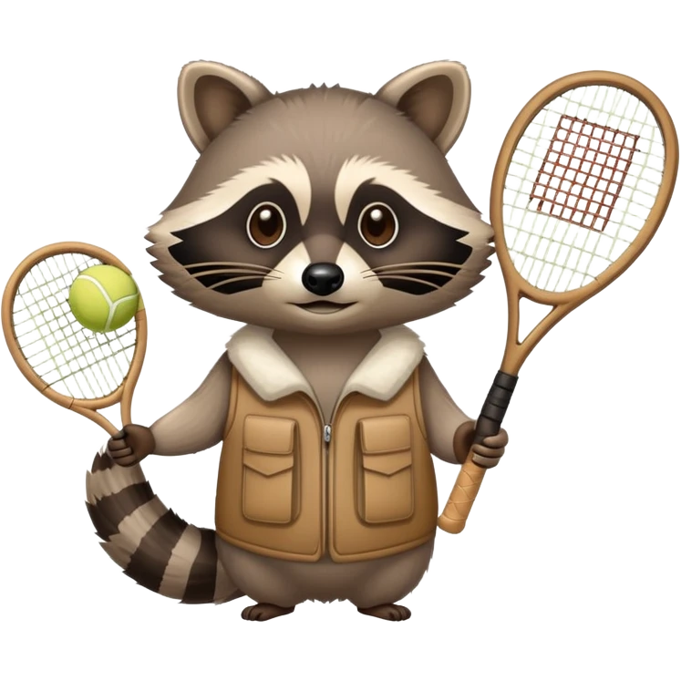 Can you make a tennis racket with a racoon hand holding it emoji