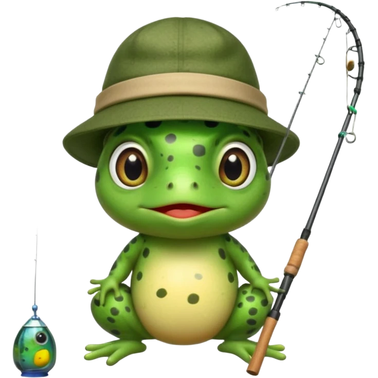 An adorable toad fishing emoji