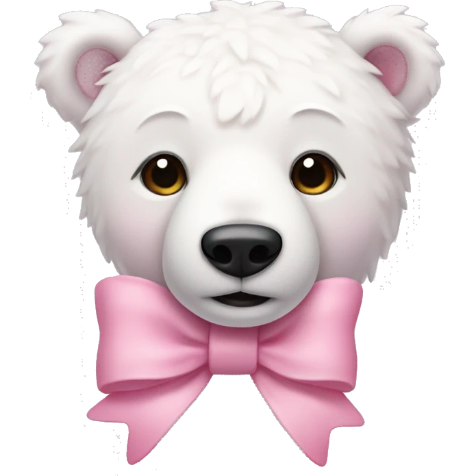 pink polar bear with a white lacy bow on the right ear emoji
