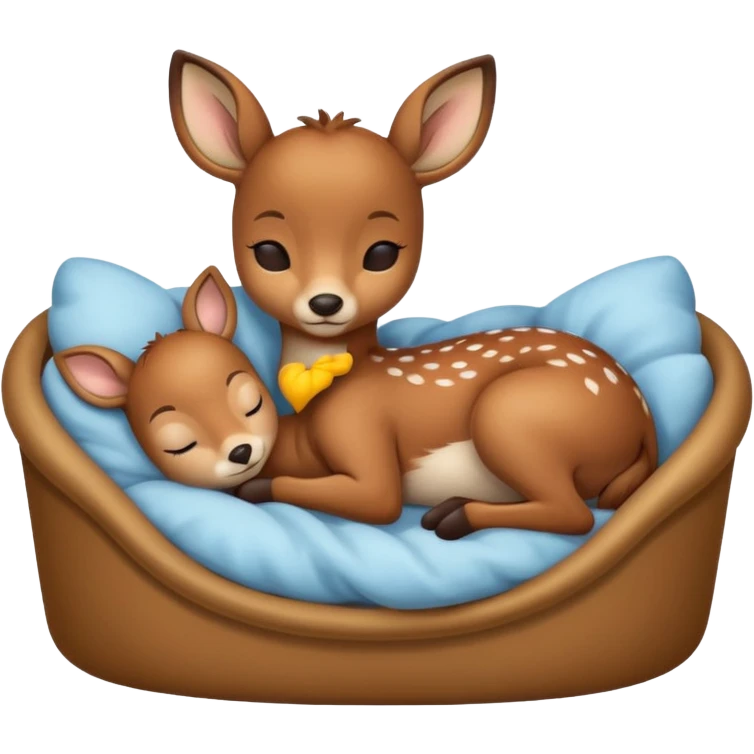 Baby deer sleeping in bed emoji