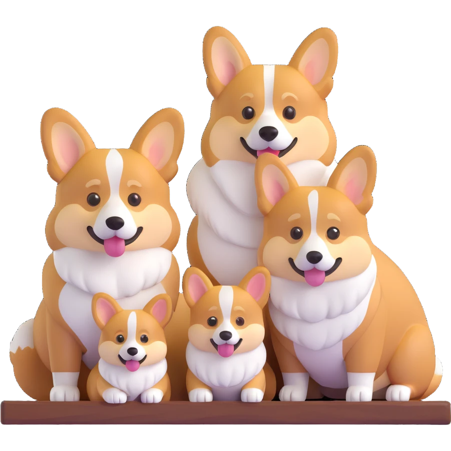 corgi family portrait in a classic wooden frame emoji