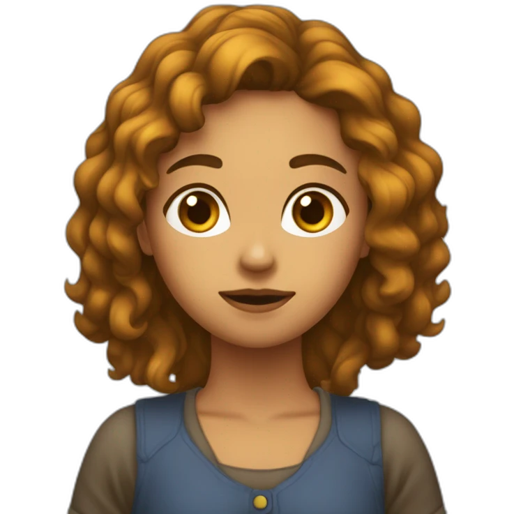 Chica caucásica pelo marrón largo ondulado llorando emoji