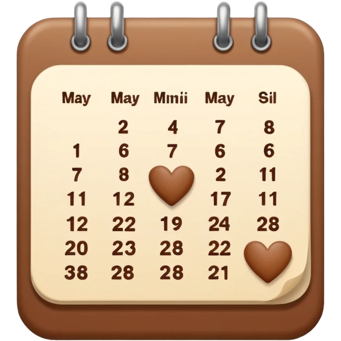 .make a November 2025 mini calendar with right brown hearts with cream colored dates wi rounded corners emoji