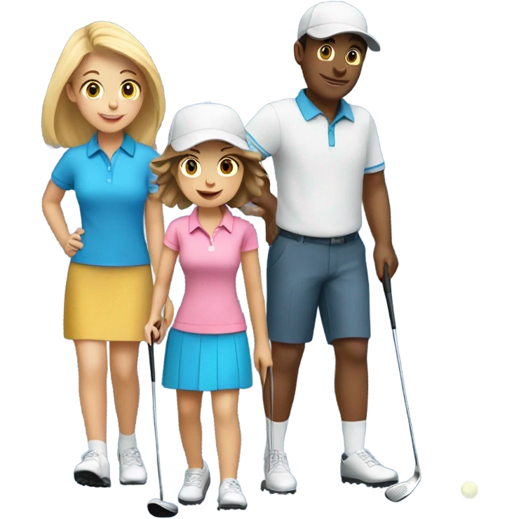 Guy and three girls golfing emoji