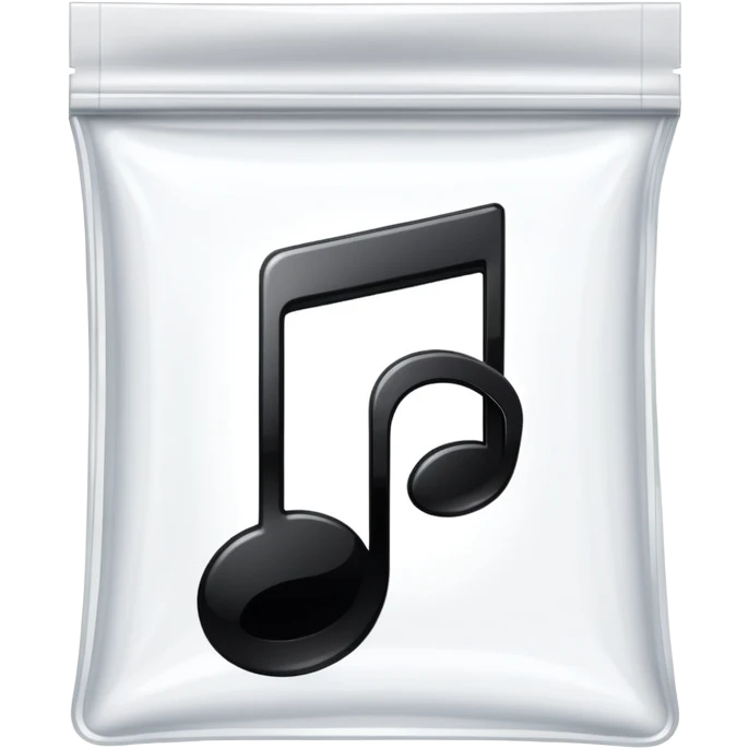 transparent ziplock bag with a black music note inside emoji