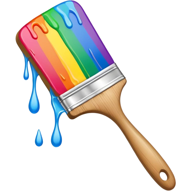 paint brush with raindow paint emoji