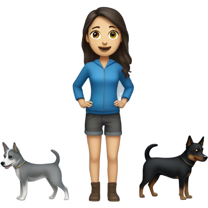 brunette girl with blue heeler emoji