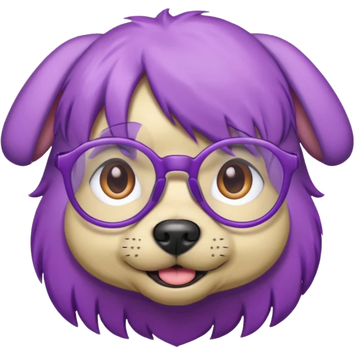 purple haired dog wearing glassess emoji