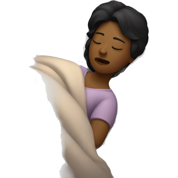 A black-haired woman sleeping while snoring. no dark cricle emoji