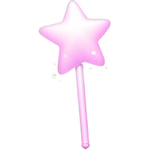 Pastel Pink Magic Wand "A pastel pink wand topped with a glowing star, surrounded by swirling sparkles and a soft, ethereal light trail." emoji