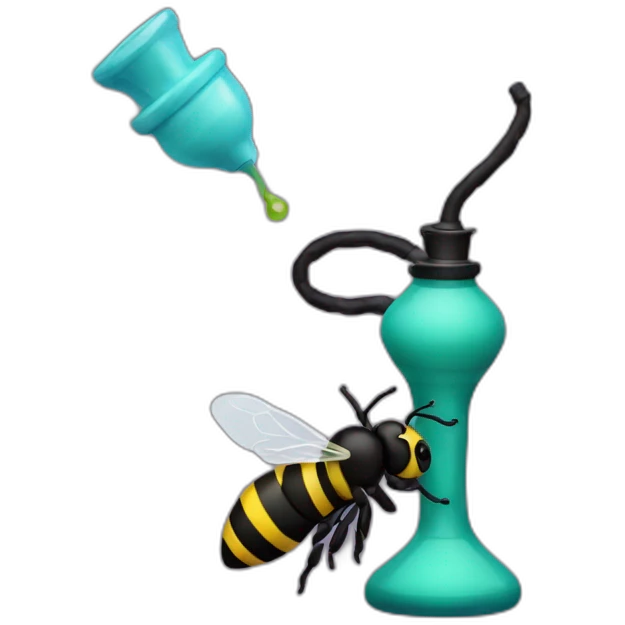 hookah and there is a black bee nearby emoji