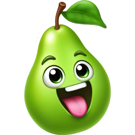Shiny Green Cute pear with tongue emoji