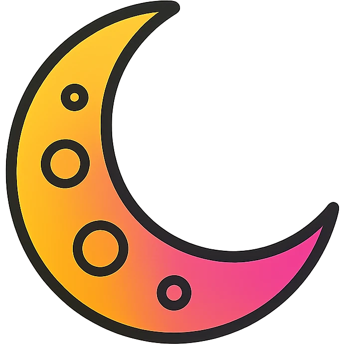 gradient moon icon, modern icon style, clean lines, no text emoji