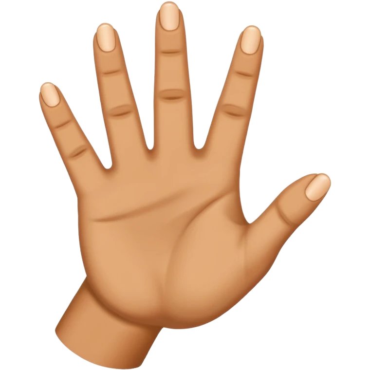 A hand with five fingers raises its  three fingers  emoji