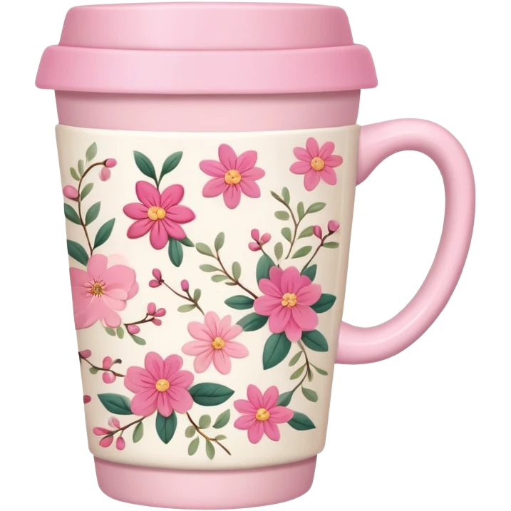 girly coffee cup with cute details emoji