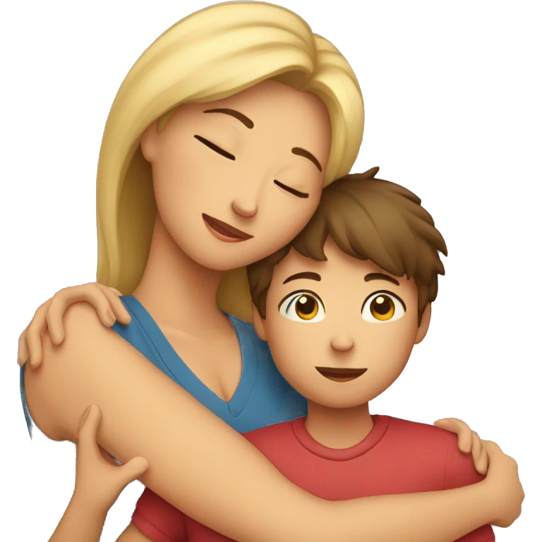 A mom hugging her son emoji