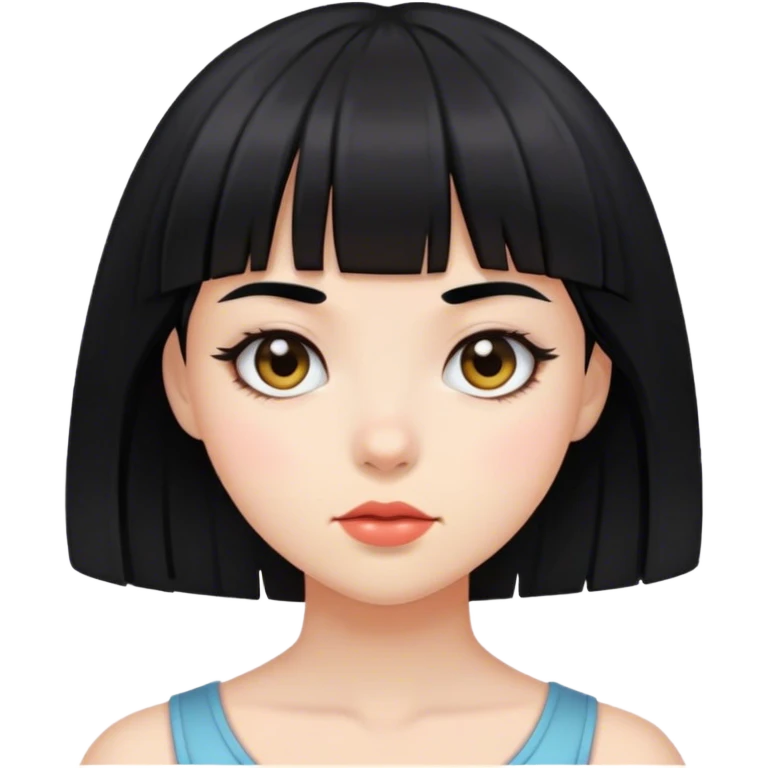 chica de pelo negro con flequillo y piel blanca emoji