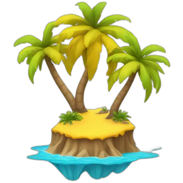 desert island surrounded with yellow water emoji