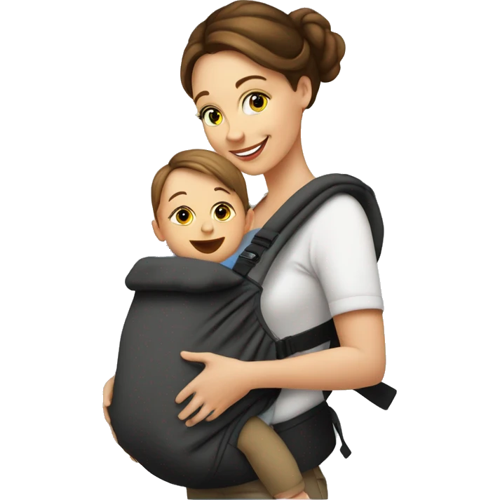 European Babywearing mom with toddler ergo carrier on moms back emoji