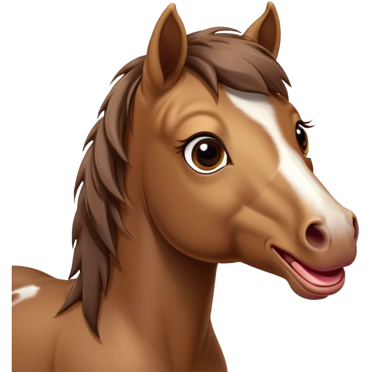 Cinematic Comical Brown Welsh Pony Portrait Emoji, Head tilted dramatically with an exaggeratedly amused expression, featuring a robust, glossy brown color, wide, comically expressive eyes full of playful disbelief, and a subtly animated, perky head, Simplified yet hilariously expressive features, highly detailed, glowing with a slightly sassy earthy glow, high shine, dramatic yet playful, stylized with an air of cheeky equine mischief, soft glowing outline, capturing the essence of a meme-worthy brown Welsh pony that looks ready to trot its way into viral fame! emoji