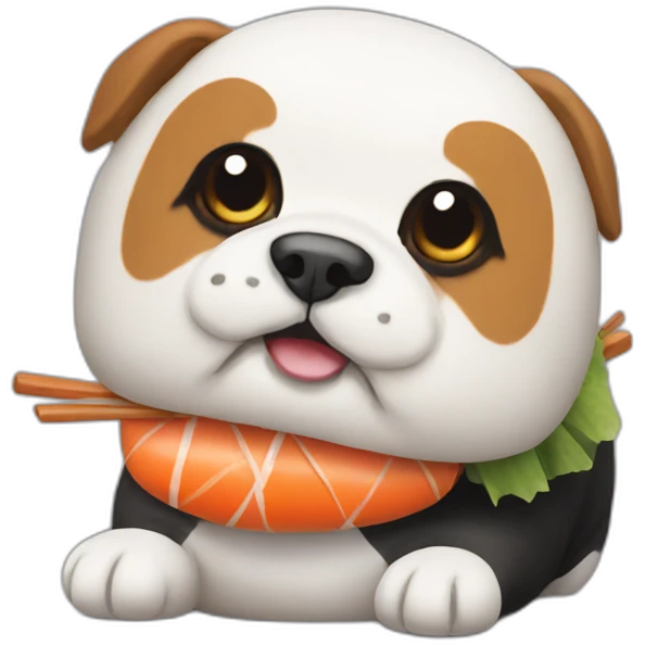 Dog dressed as sushi emoji