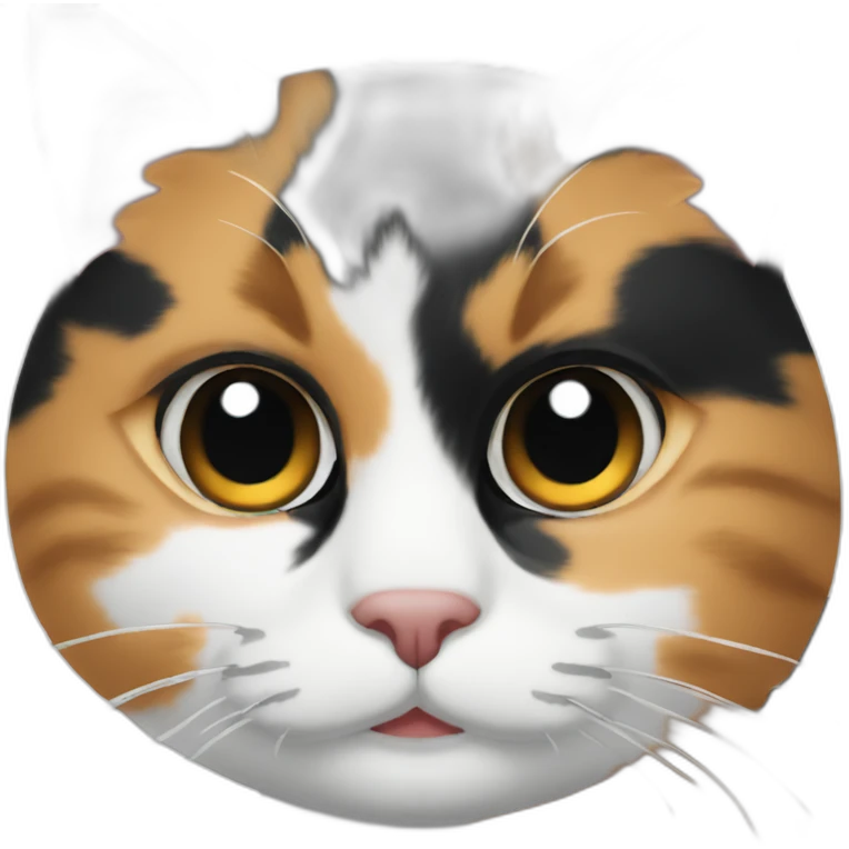 Calico cat with black face and white nose stripe emoji