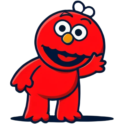 A sad Elmo puppet character crying with a frown emoji
