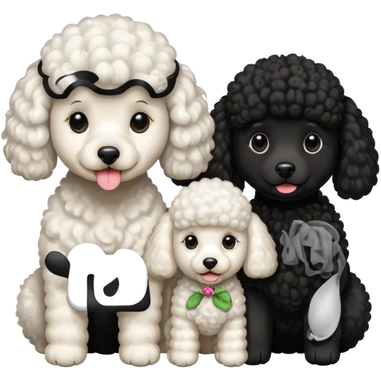 1 poodle blanca y 2 poodle negras emoji