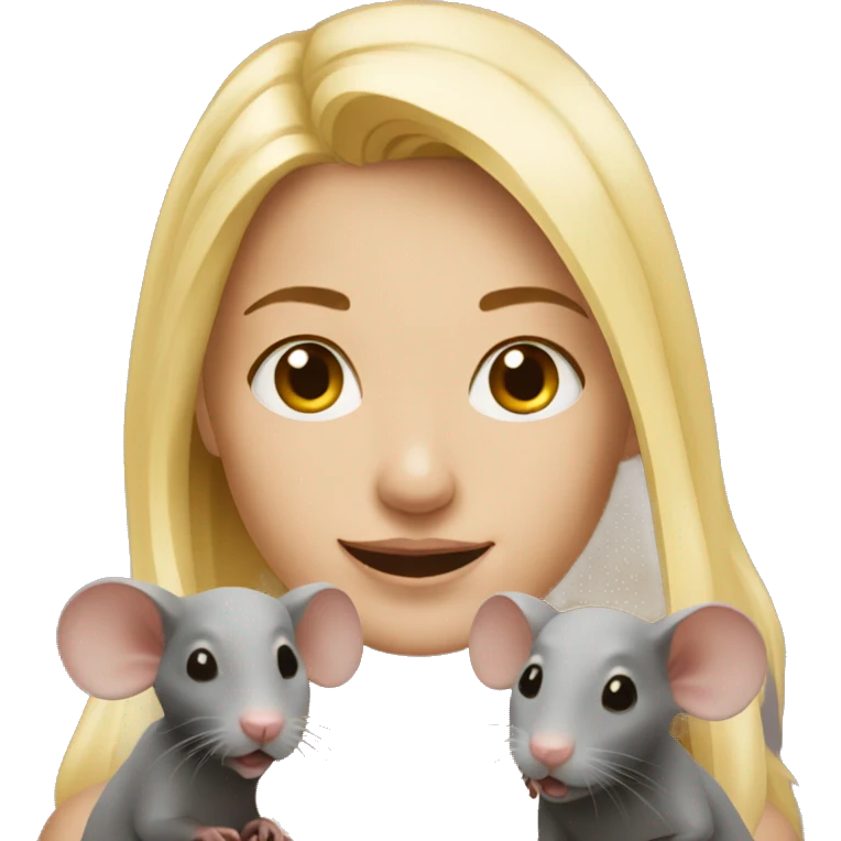 blonde girl with two rats emoji