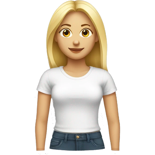 Mujer rubia con playera negra emoji