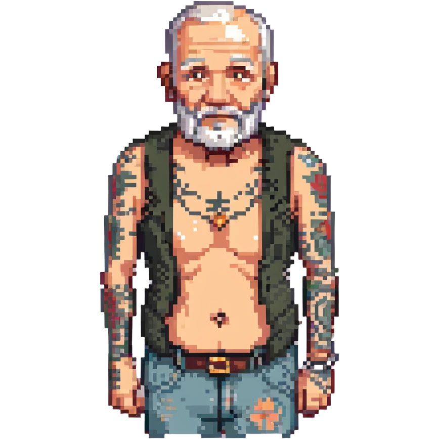 cool old man with tattooes emoji