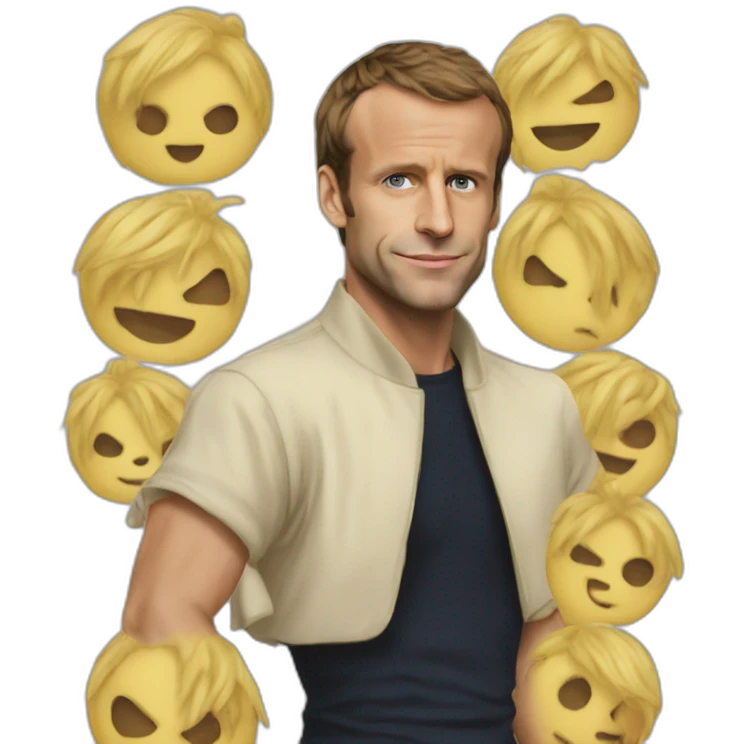 Macron as baggy one piece hyper realistic emoji
