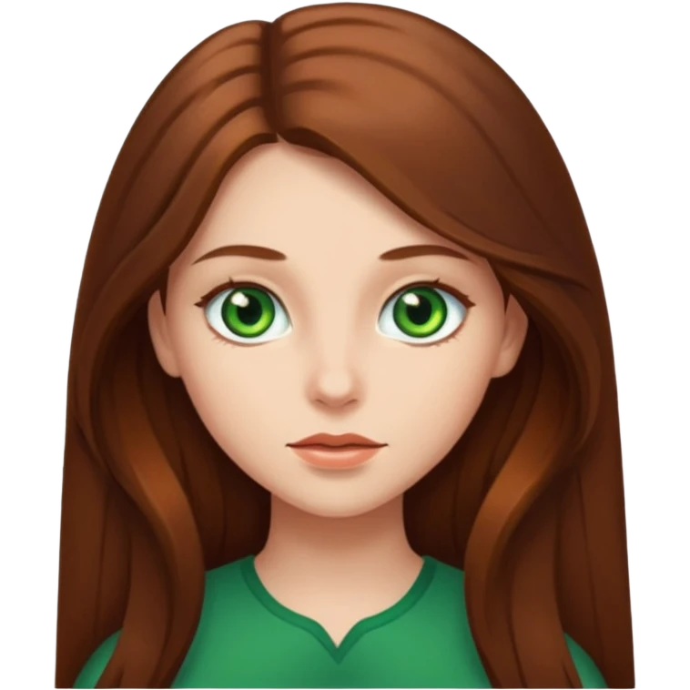 girl with long brown hair, green eyes  emoji